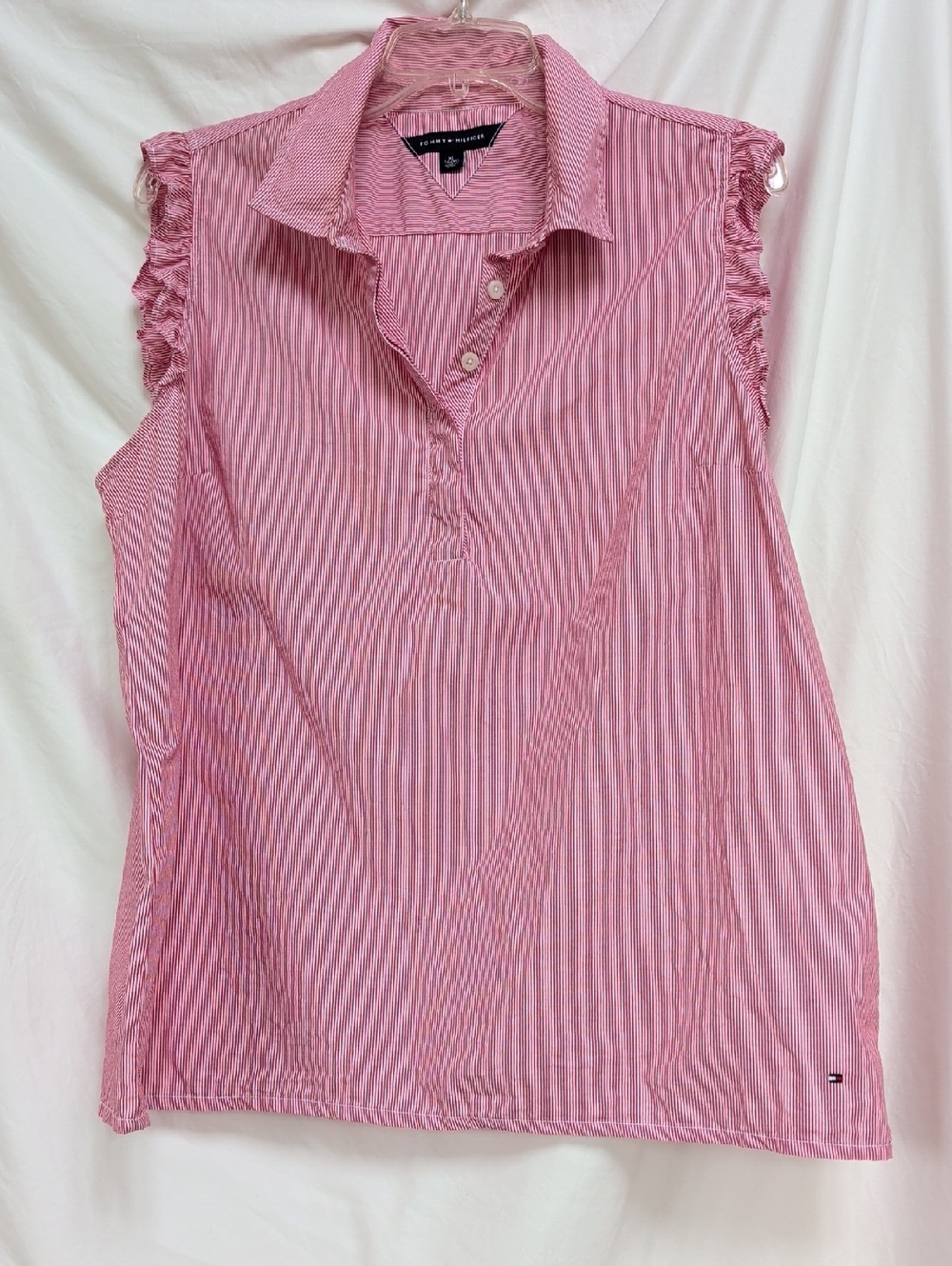 Tommy Hilfiger red/white striped sleeveless shirt perfect for July 4th